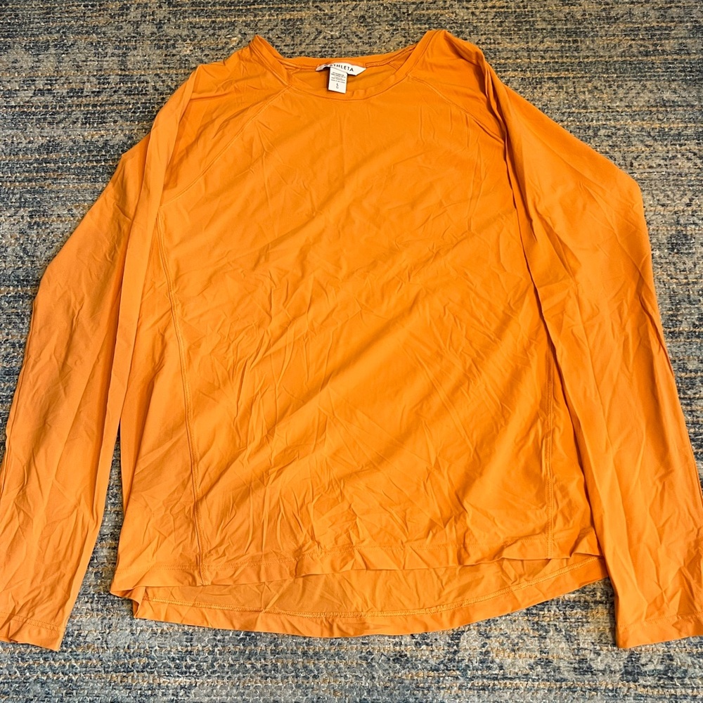 Athleta Long Sleeve Orange Athletic Top - Size L